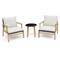 Patio Furniture Set - 3-Piece Acacia Wood Wicker Chairs with Glass Side Table